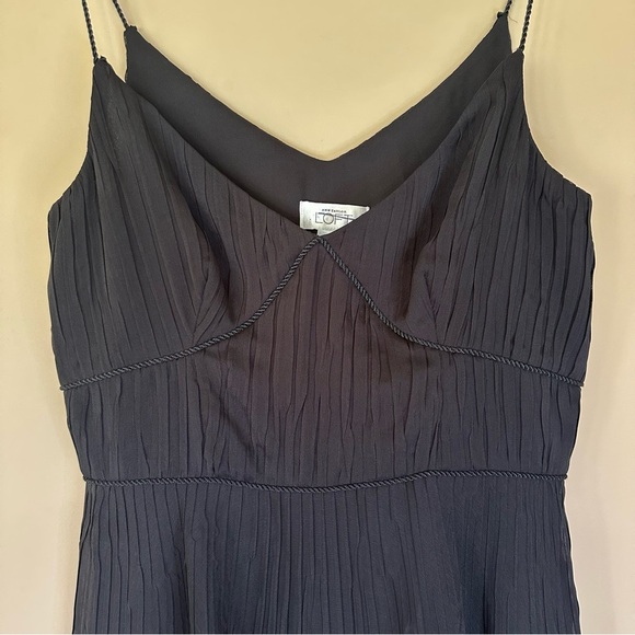 Loft Little Black Dress Women Size 2 Classic Pleated Spaghetti Strap Flowy Flare - Picture 5 of 10